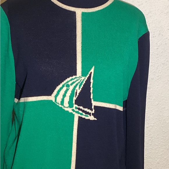 St. John green/blue knitted skirt suit size 8 - Picture 5 of 6